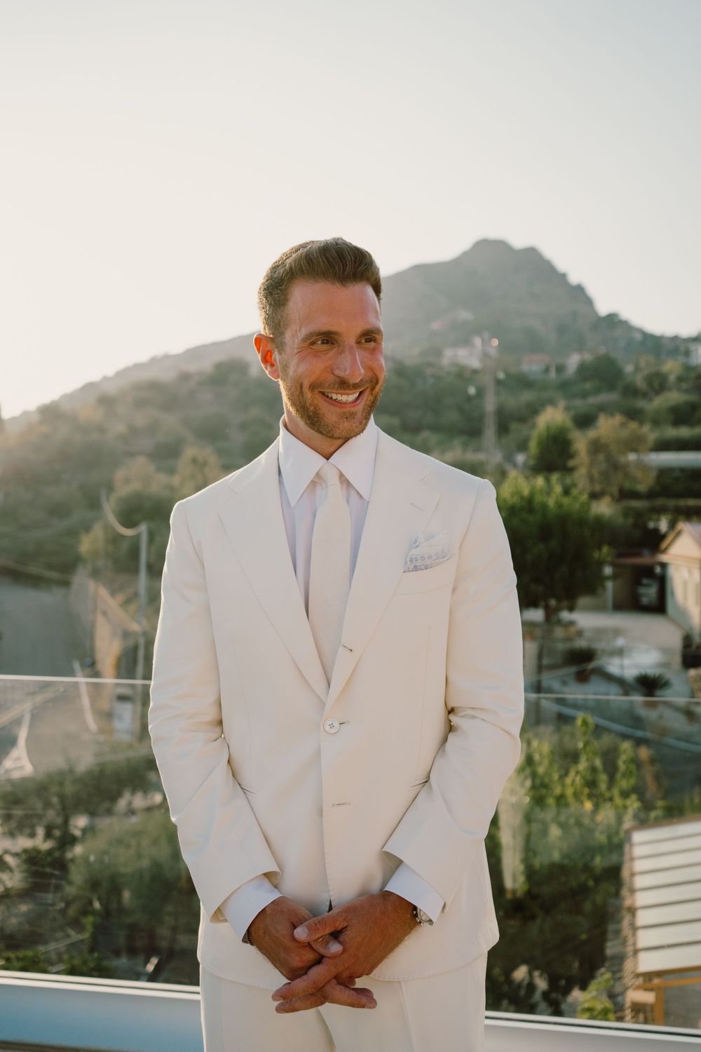 Groom right before the bride arrives