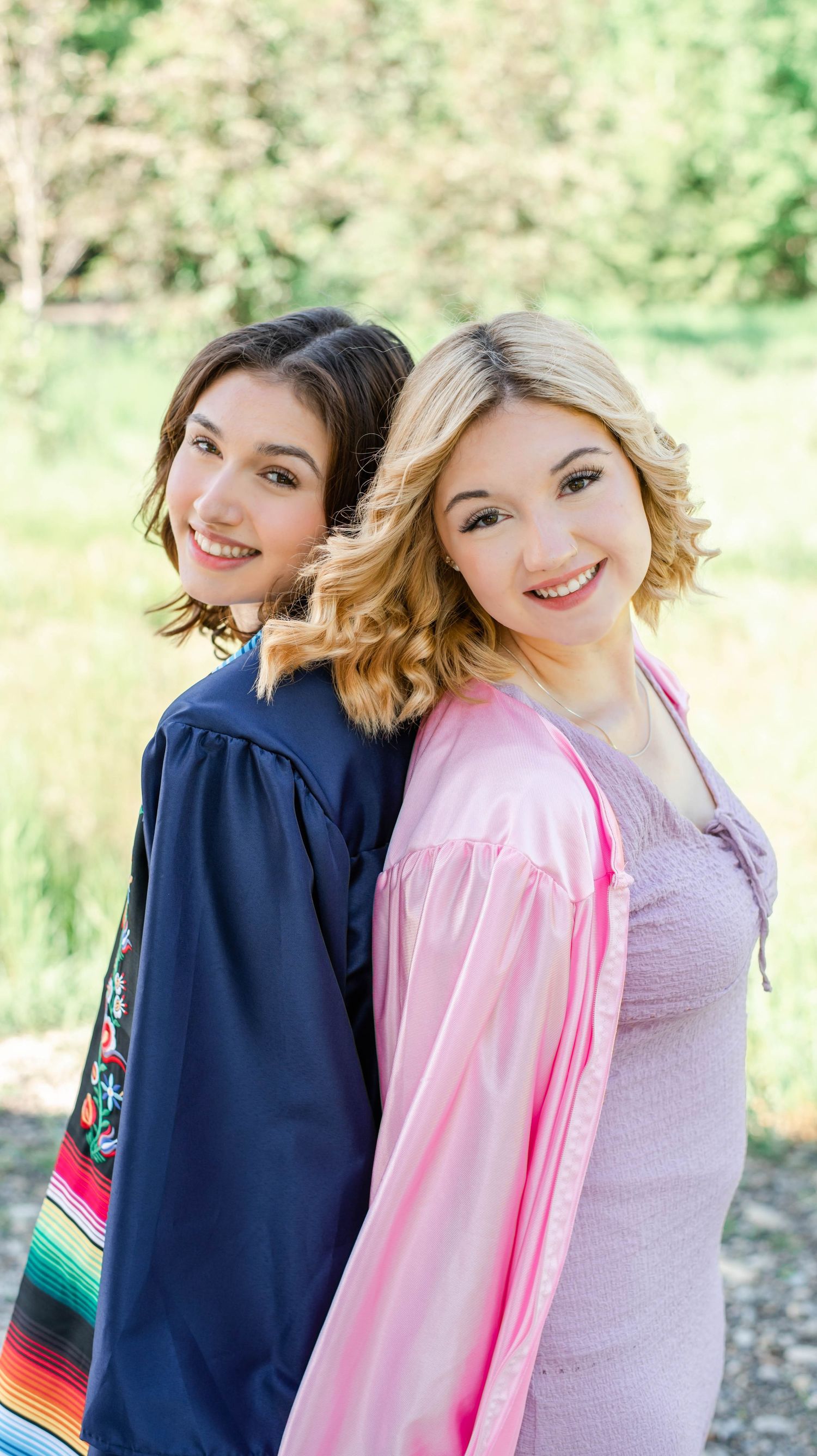 Two friends senior girl portrait Fayetteville NC bright natural light