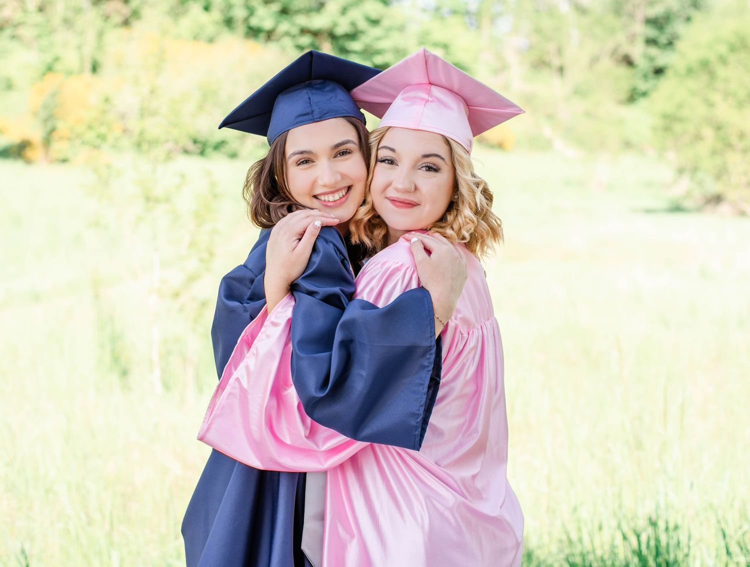 Two friends senior girl portrait Fayetteville NC bright natural light