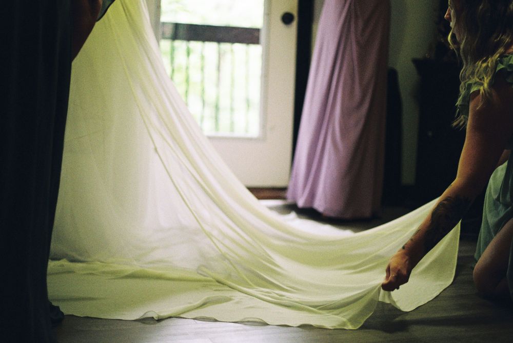 St. Louis bride getting ready on film