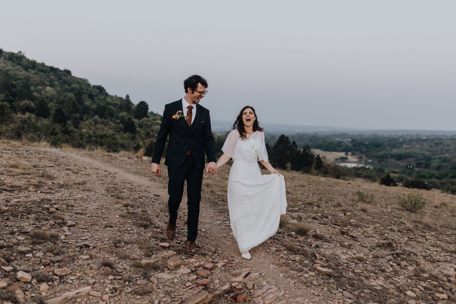 Wedding couple Walking outside