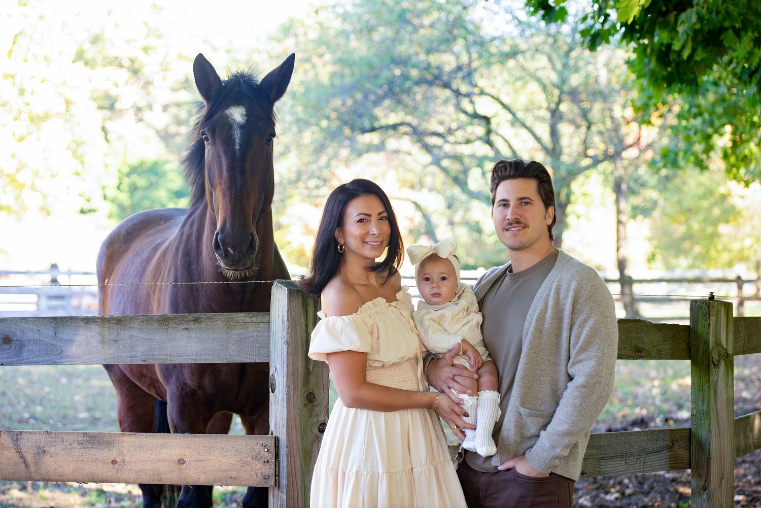 Luxury Family Portraits & equestrian photos with Leah Ramuglia Photography on Boston's North Shore, in Hamilton, MA. Mom, Dad, baby, horse.