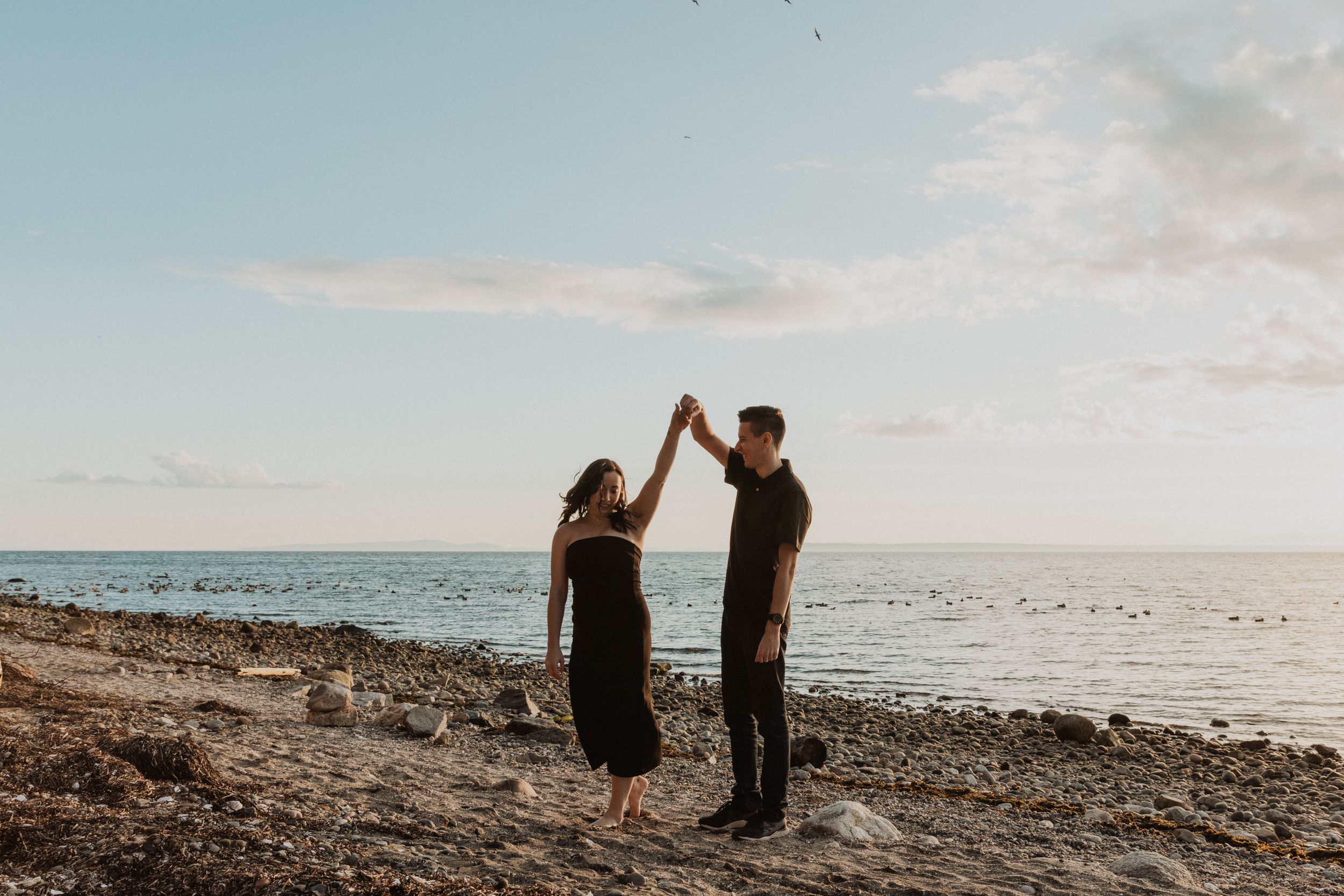 A gorgeous golden hour engagement session at Crescent Beach in White Rock, BC.