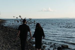 A gorgeous golden hour engagement session at Crescent Beach in White Rock, BC.