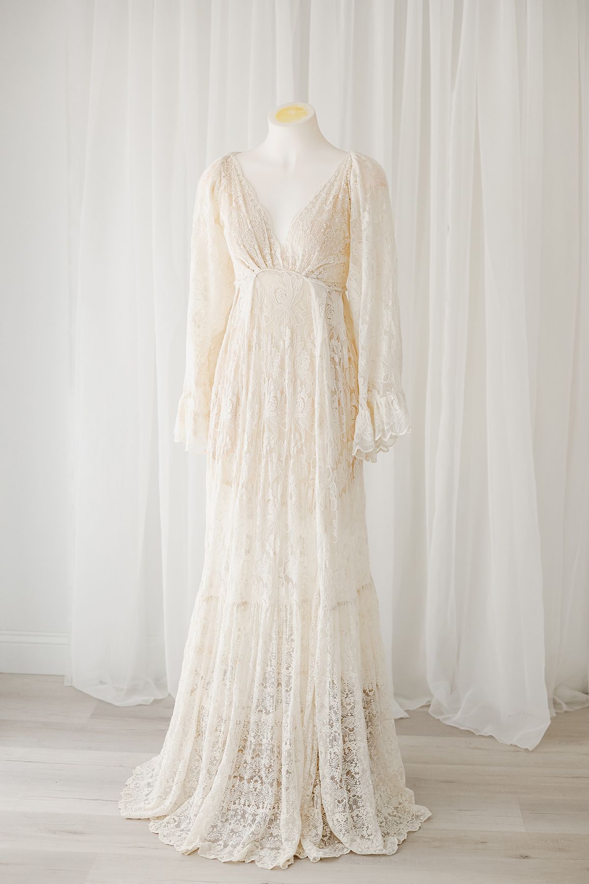 Long cream colored lace dress