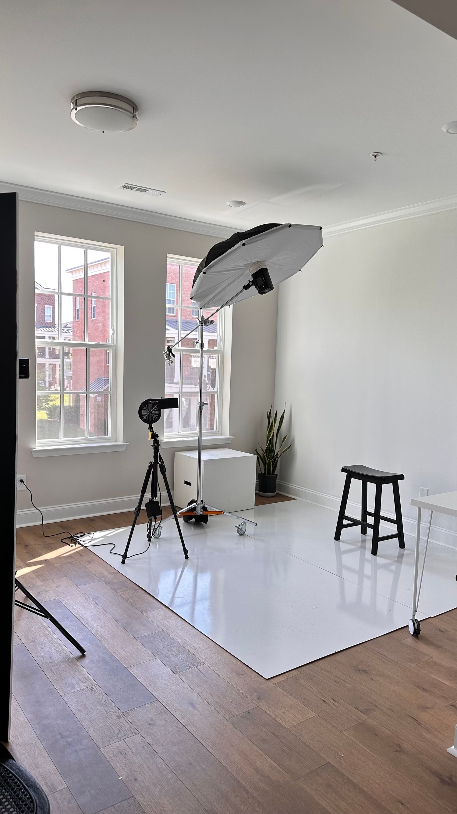 Inside view of a professional photography studio near Nashville, designed for family, branding, and editorial sessions.