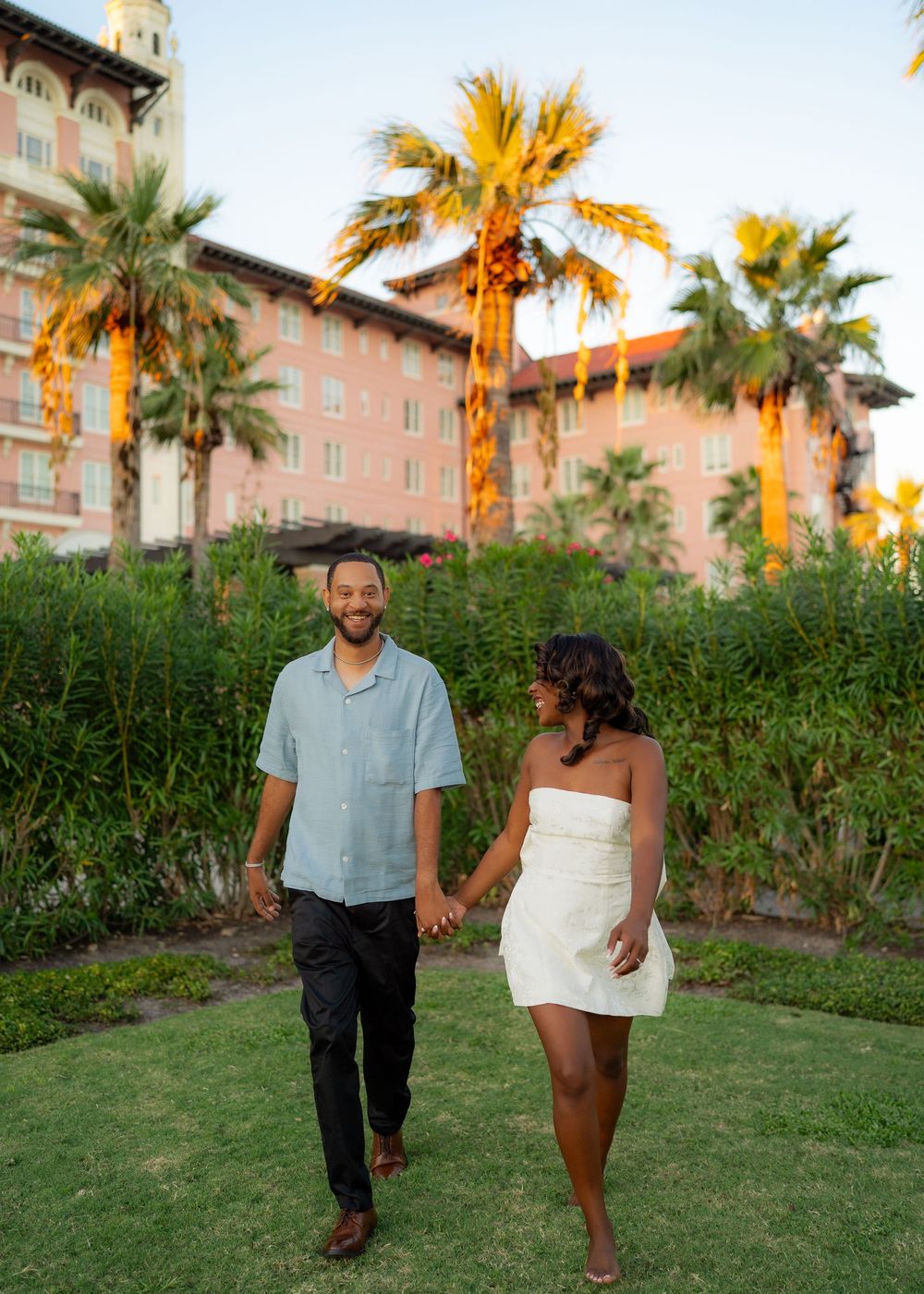 Engagement session at Grand Galvez Resort in Galveston, TX. Natural light, candid moments, lifestyle photography, engagement photography.