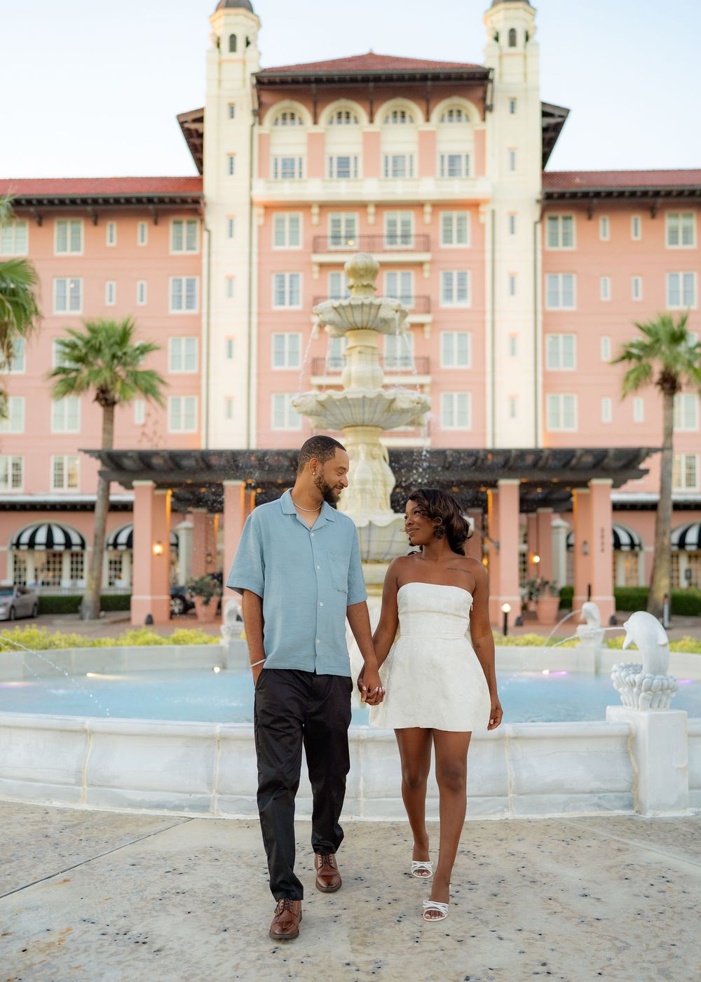 Engagement session at Grand Galvez Resort in Galveston, TX. Natural light, candid moments, lifestyle photography, engagement photography.