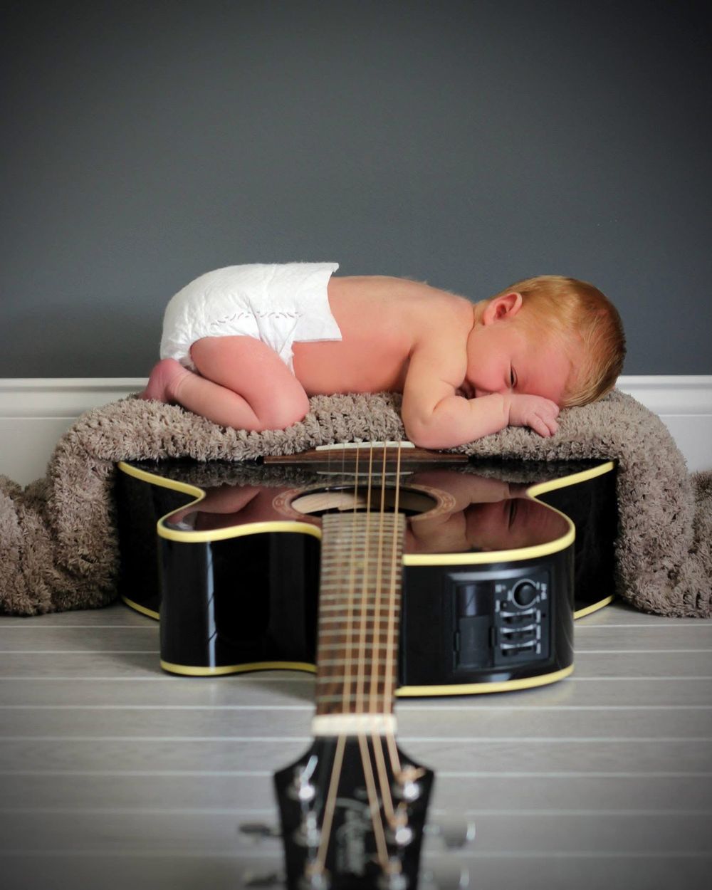 Newborn With Guitar Portrait