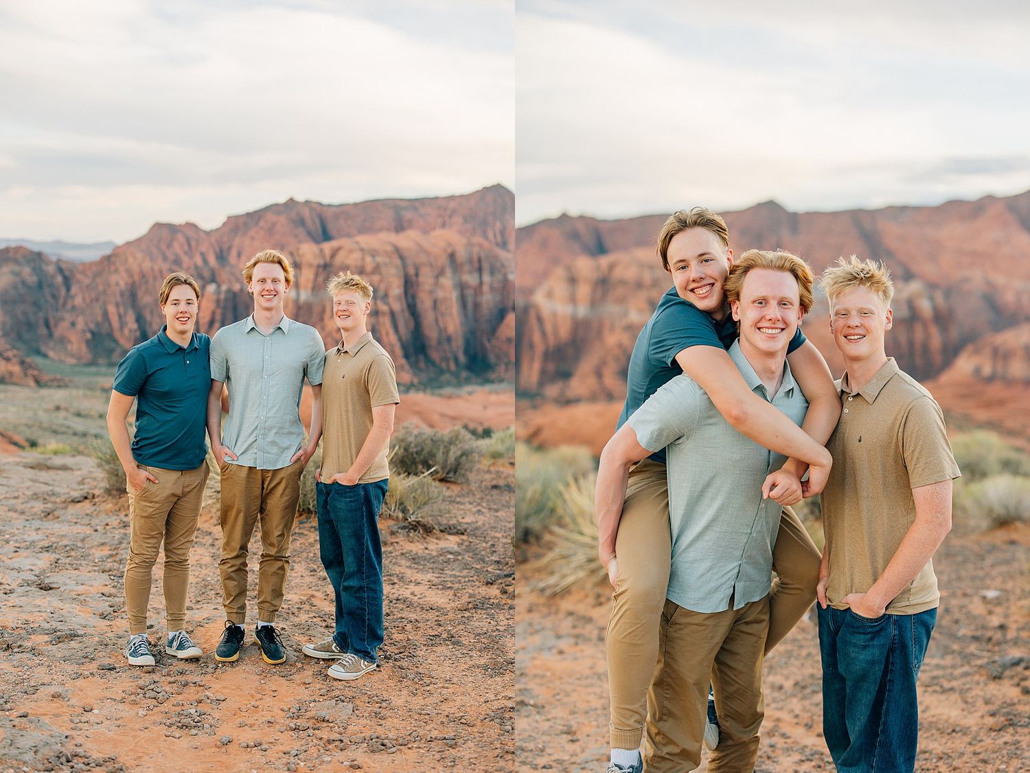 Casual outdoor gathering with stunning desert canyon views in Snow Canyon State Park.