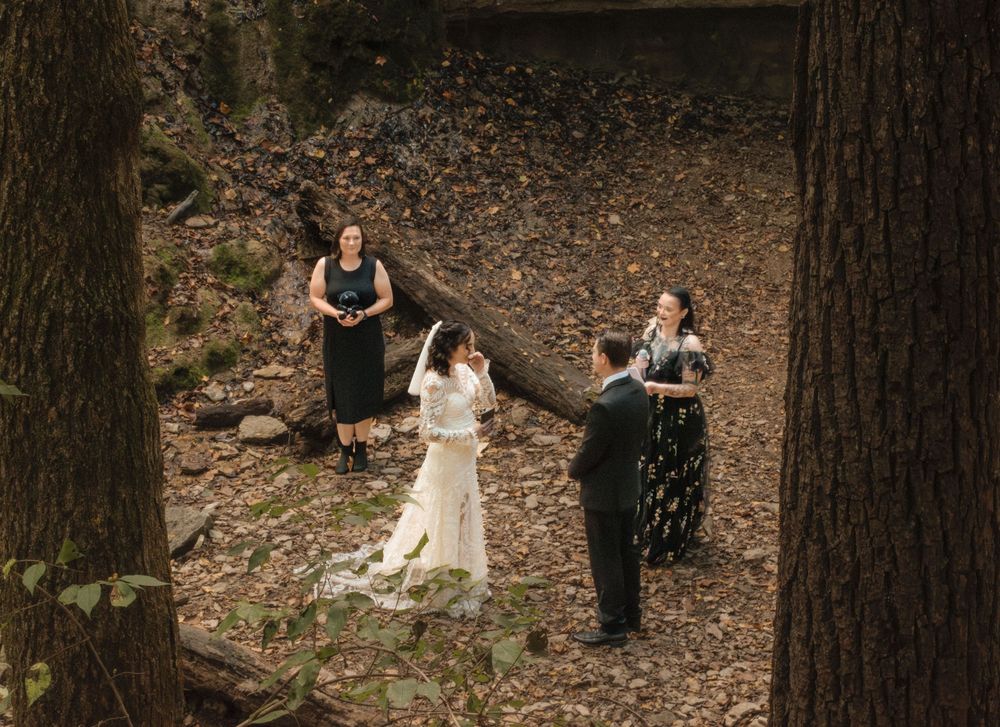 A Birds Eye view of a simple state park ceremony