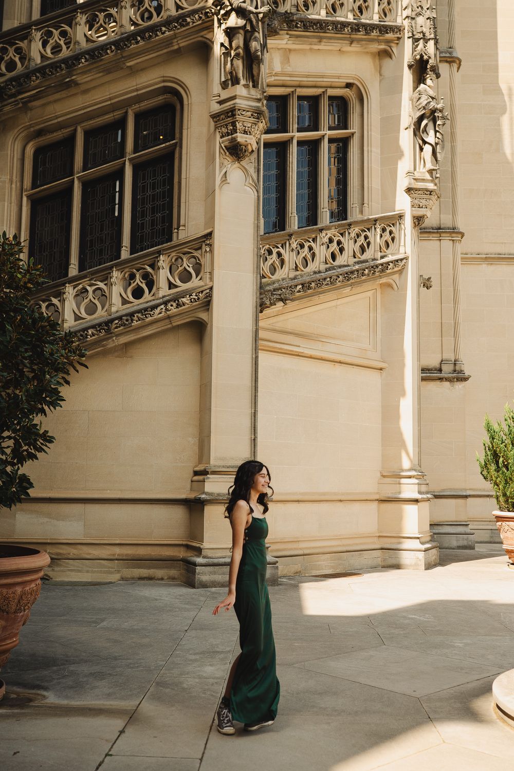 Senior portrait session at the Biltmore Estate gardens in Asheville, North Carolina
