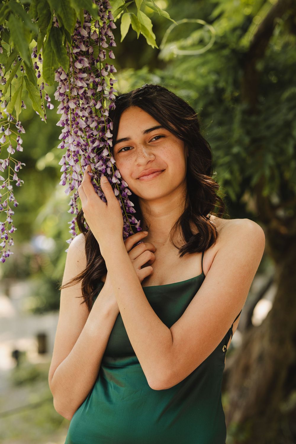 Elegant senior portraits in the gardens at Biltmore Estate in Asheville, North Carolina