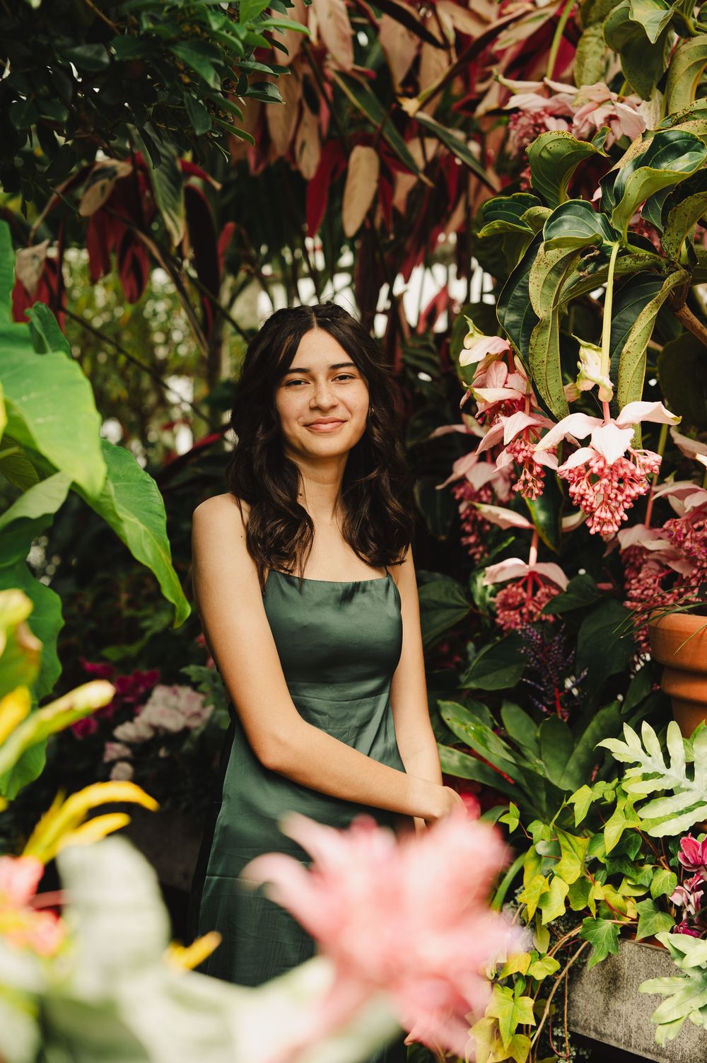 Elegant senior portraits in the gardens at Biltmore Estate in Asheville, North Carolina