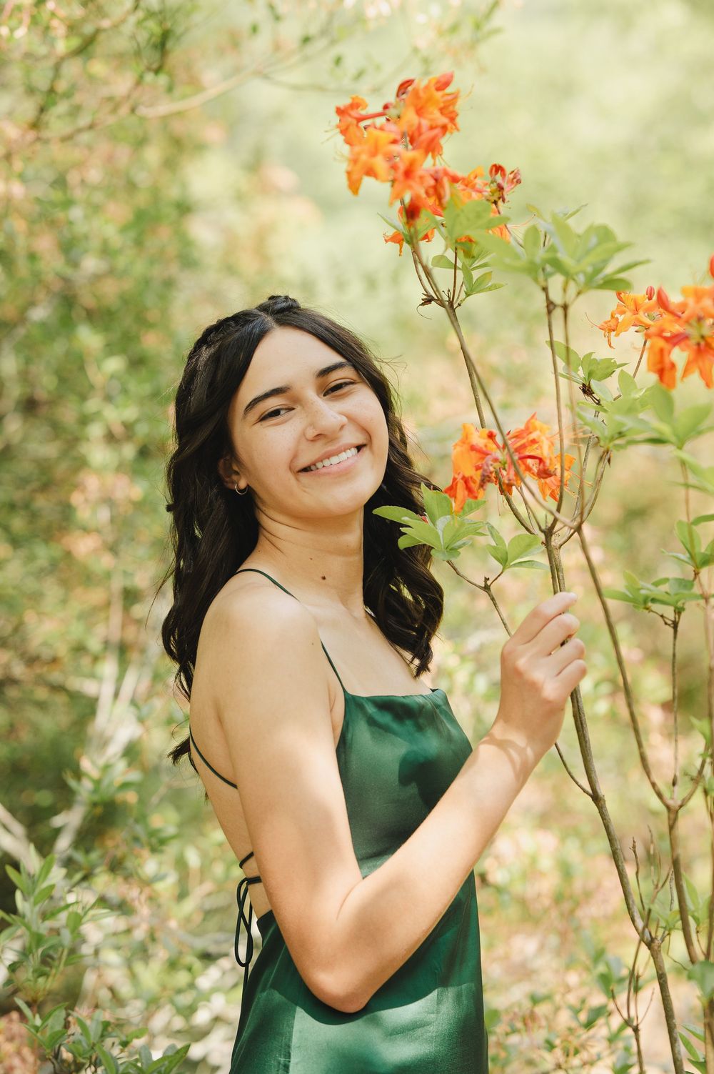 Elegant senior portraits in the gardens at Biltmore Estate in Asheville, North Carolina