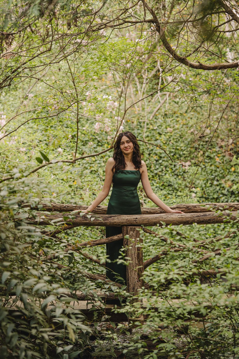 Elegant senior portraits in the gardens at Biltmore Estate in Asheville, North Carolina
