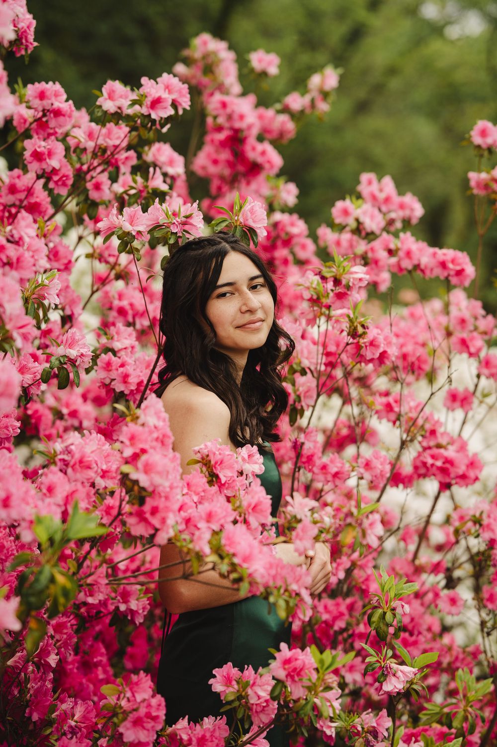 Elegant senior portraits in the gardens at Biltmore Estate in Asheville, North Carolina