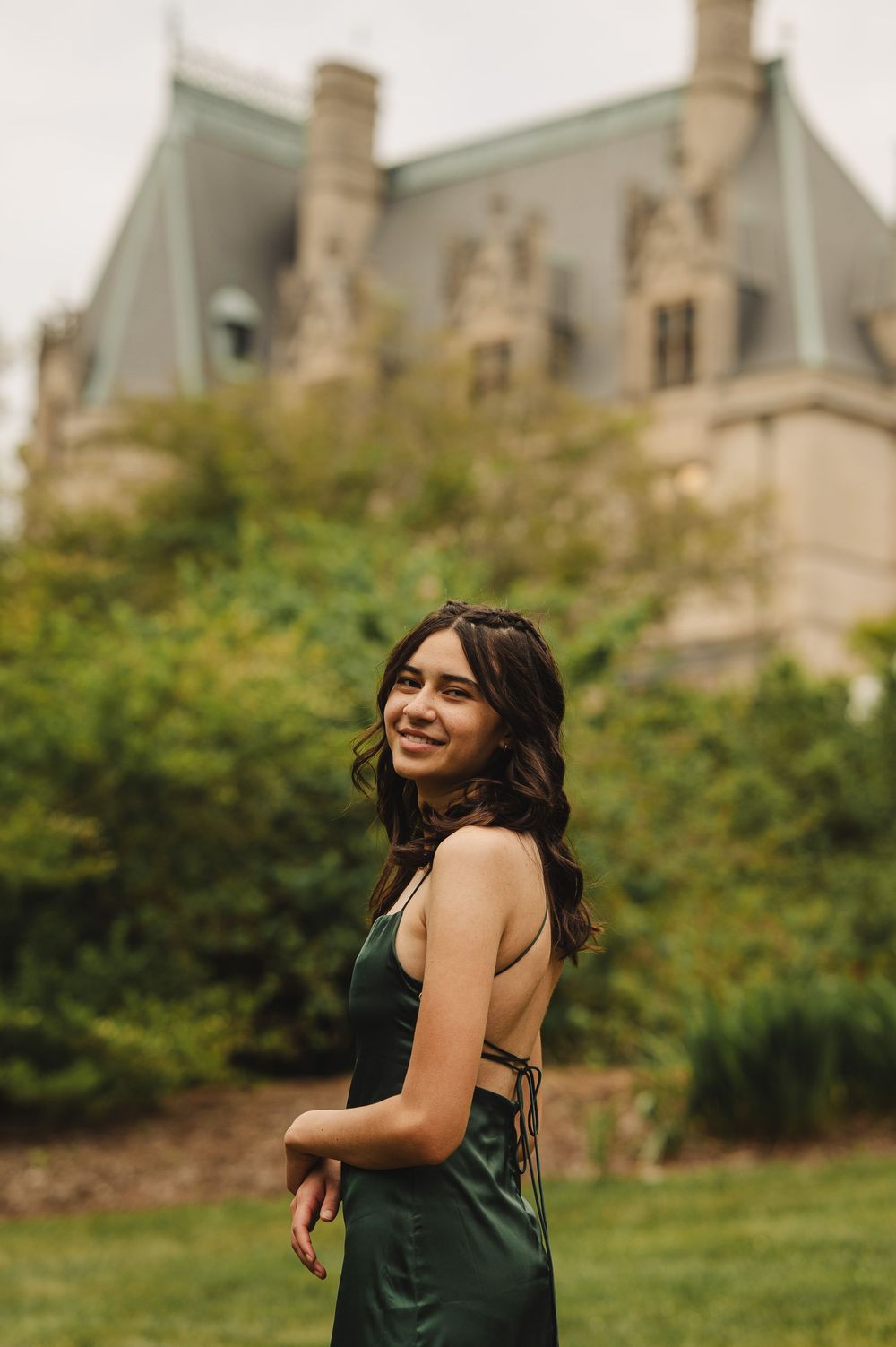Senior portrait session at the Biltmore Estate gardens in Asheville, North Carolina
