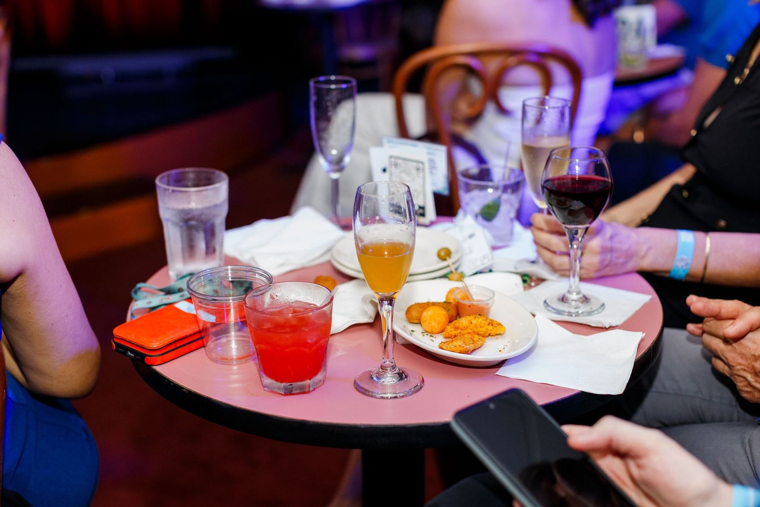 Food and drinks at a comedy show. San Juan, Puerto Rico.