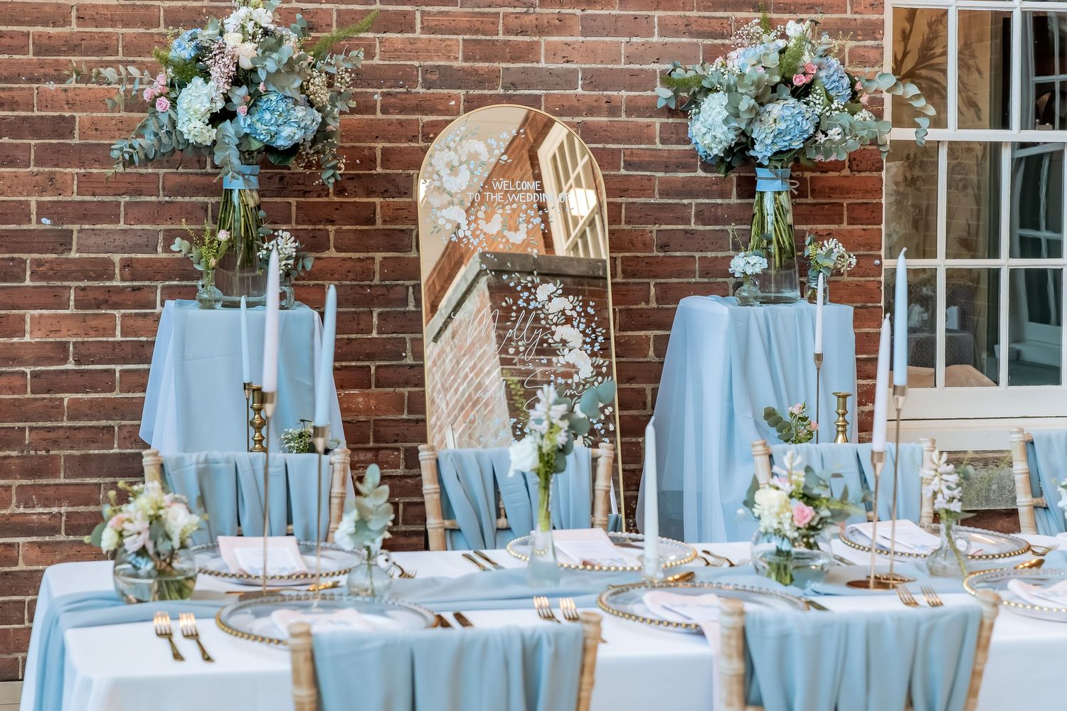 Styled elegant room at Charlotte House for a wedding shoot.