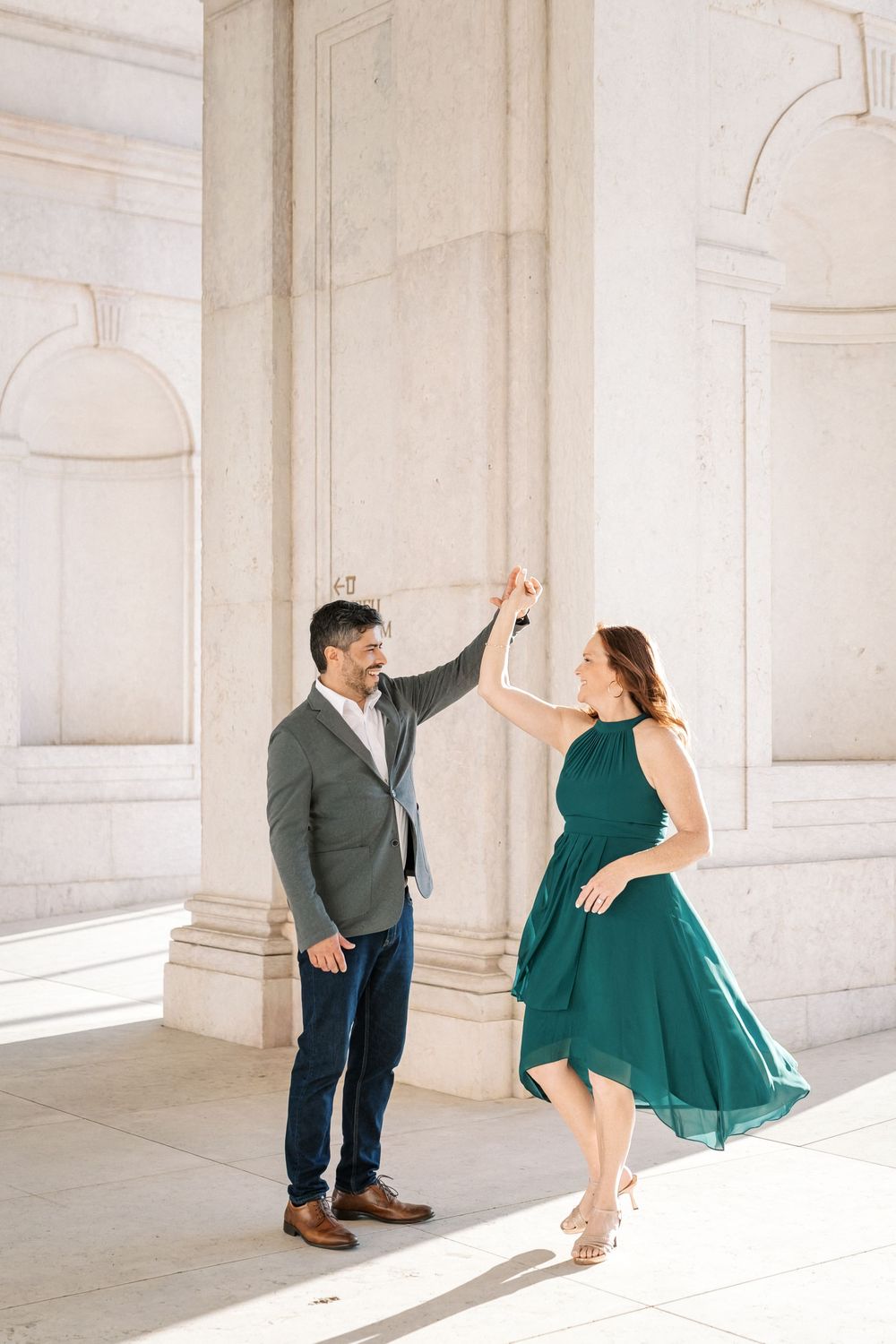 Palácio da Ajuda engagement session Lisbon couple dancing