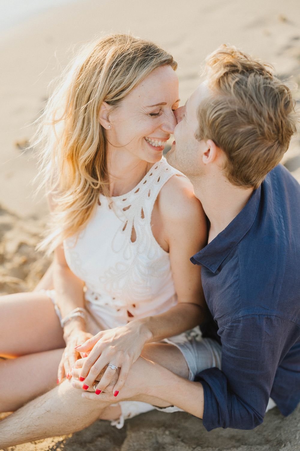 Couple embracing during a romantic photoshoot