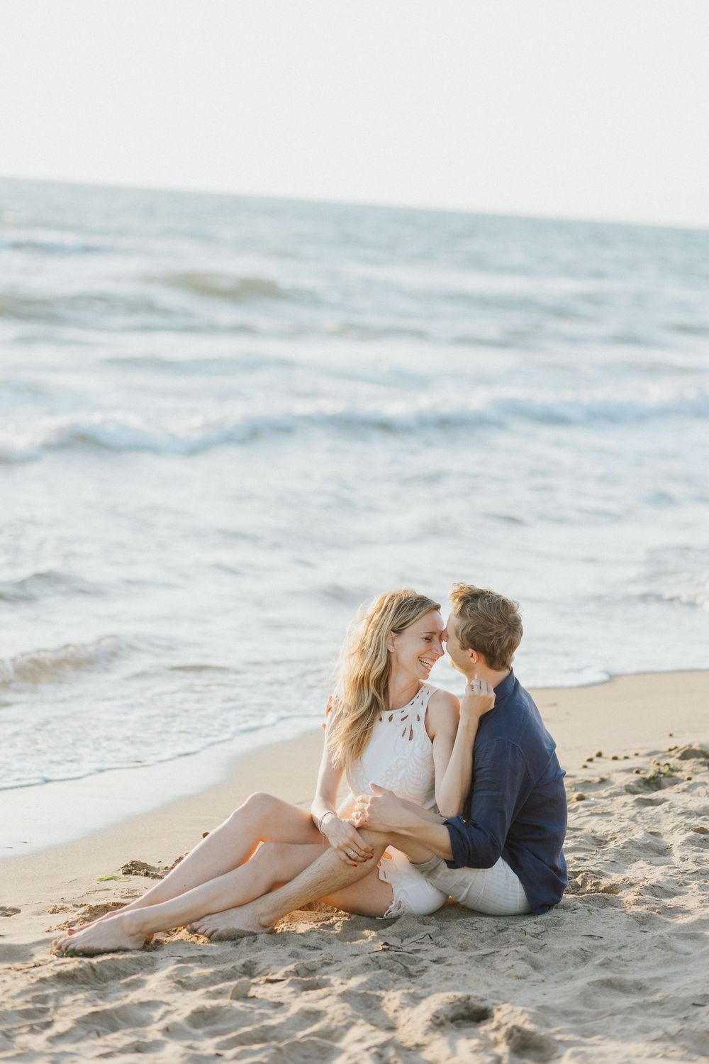 Couple embracing during a romantic photoshoot