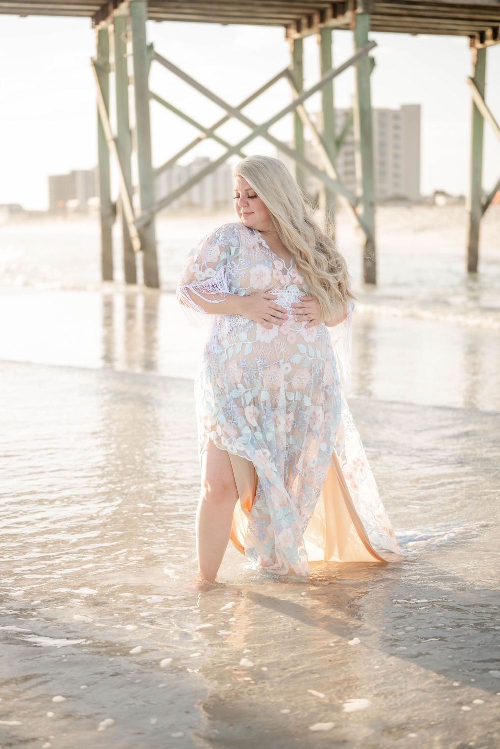 Panama City Beach photographer, family photos PCB, 30A photography maternity macrame dress