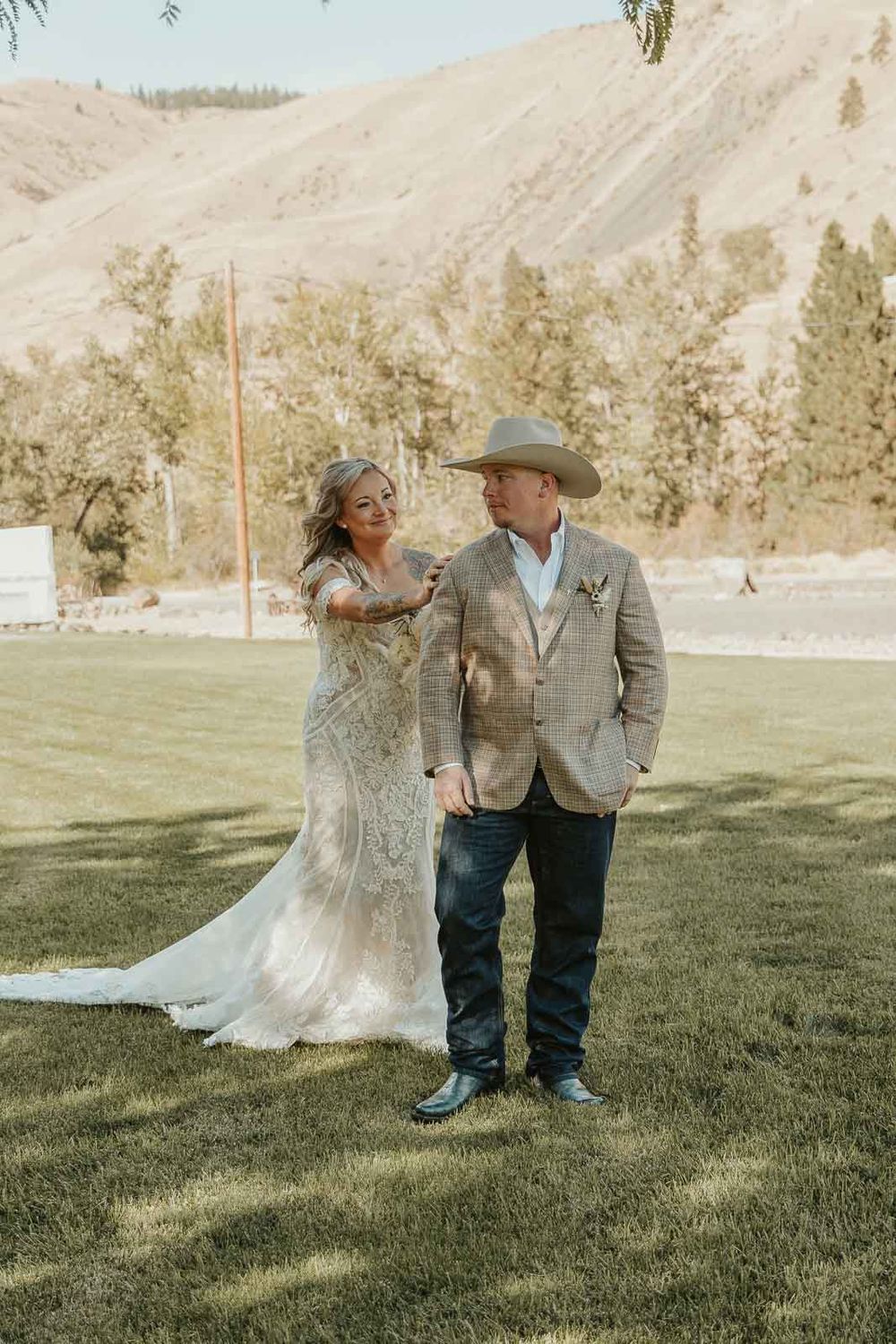 A beautiful first look as Cody and Jessica see each other before the ceremony, emotions overflowing. Spokane wedding photographer
