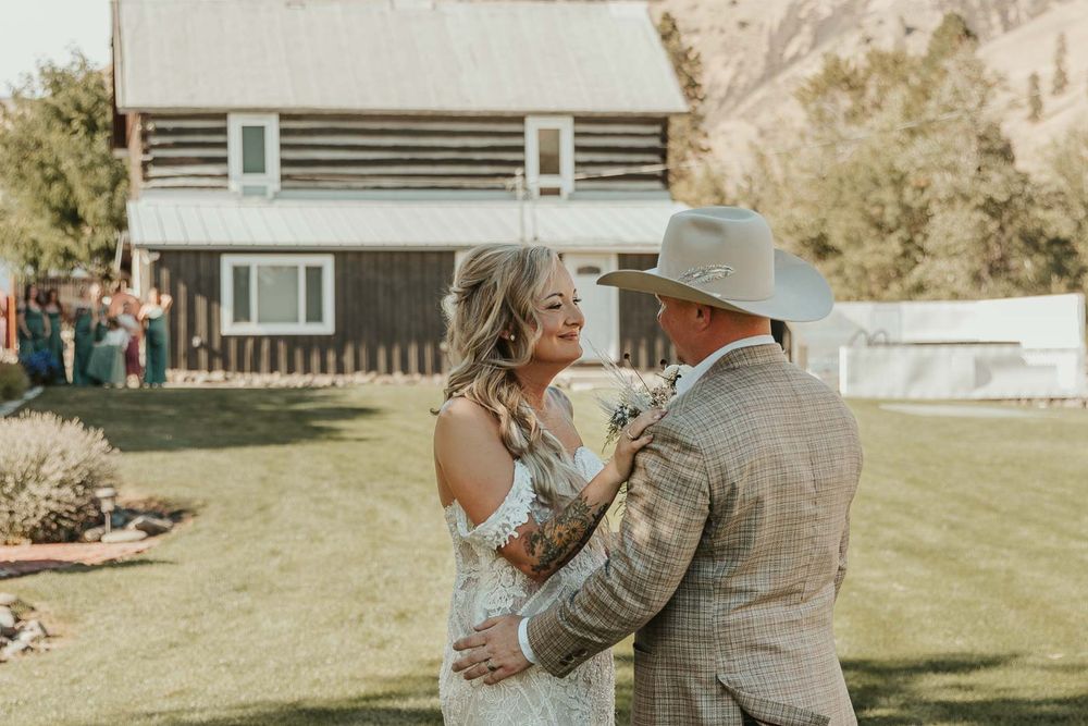 A beautiful first look as Cody and Jessica see each other before the ceremony, emotions overflowing. Spokane wedding photographer