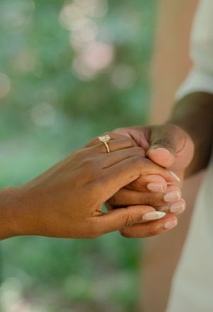 close up of ring on hand