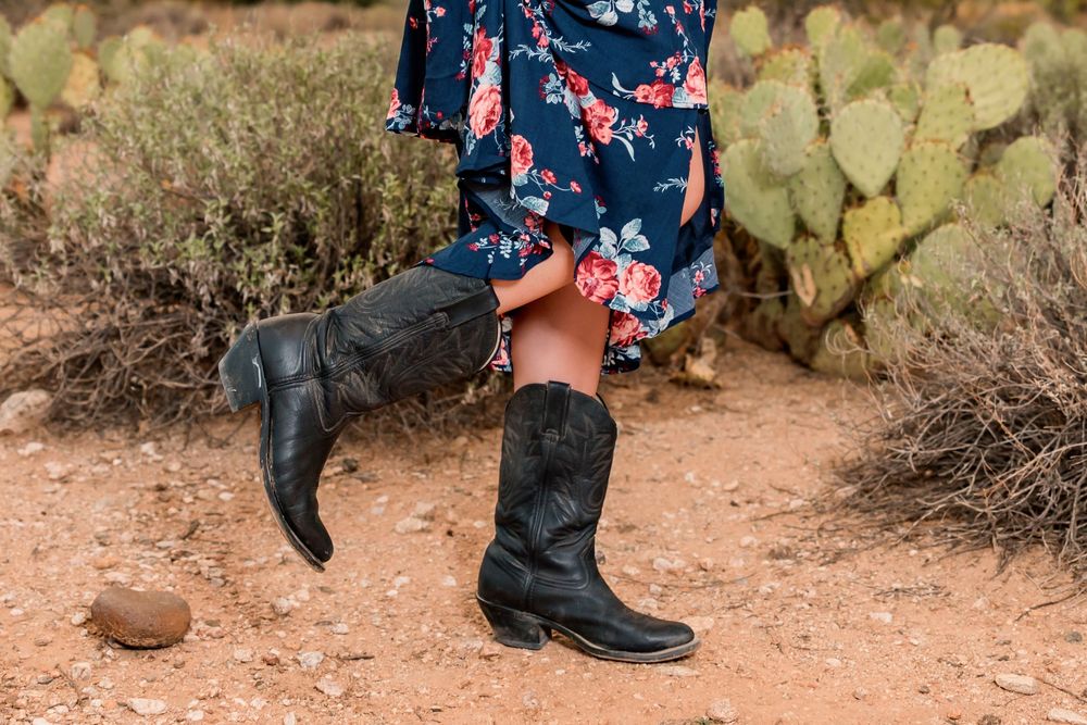 Senior destination session in the desert at sunset Tucson, AZ with monsoon sky's