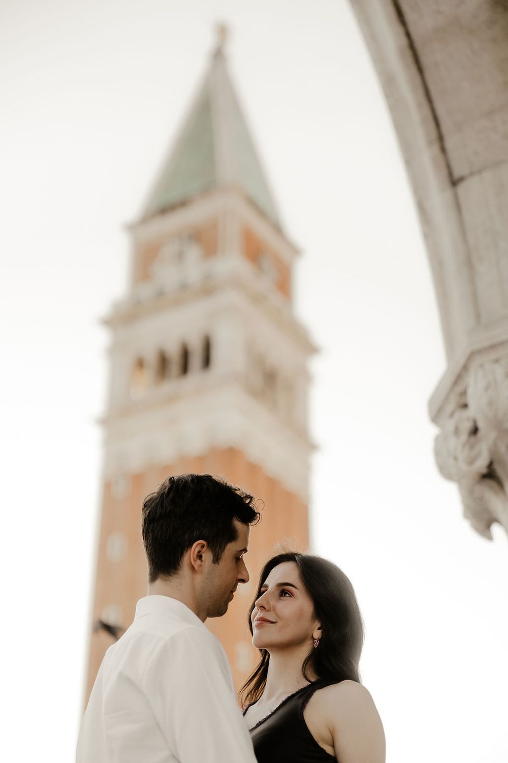 Wide-angle shot of an international couple p