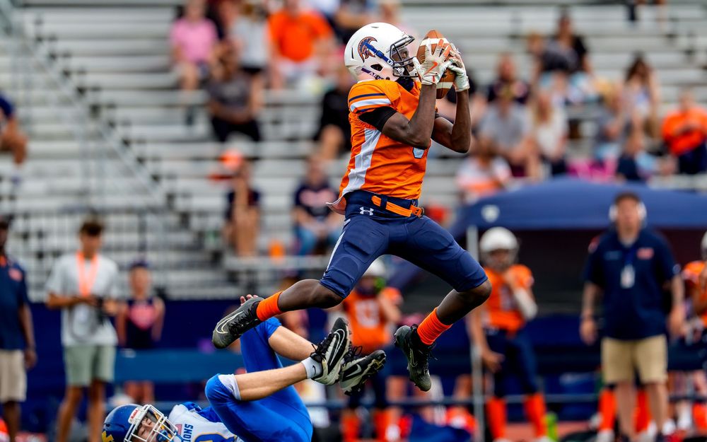 High school football game day action play at the line of scrimmage, Central PA, by Deanna Fox, SportsFox Photography, Hershey PA