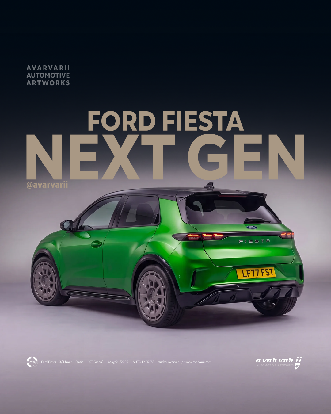 Skoda Peaq Next Gen electric SUV in vibrant lime green, showcased in a dynamic side profile shot by Avarvarii Automotive Artworks.