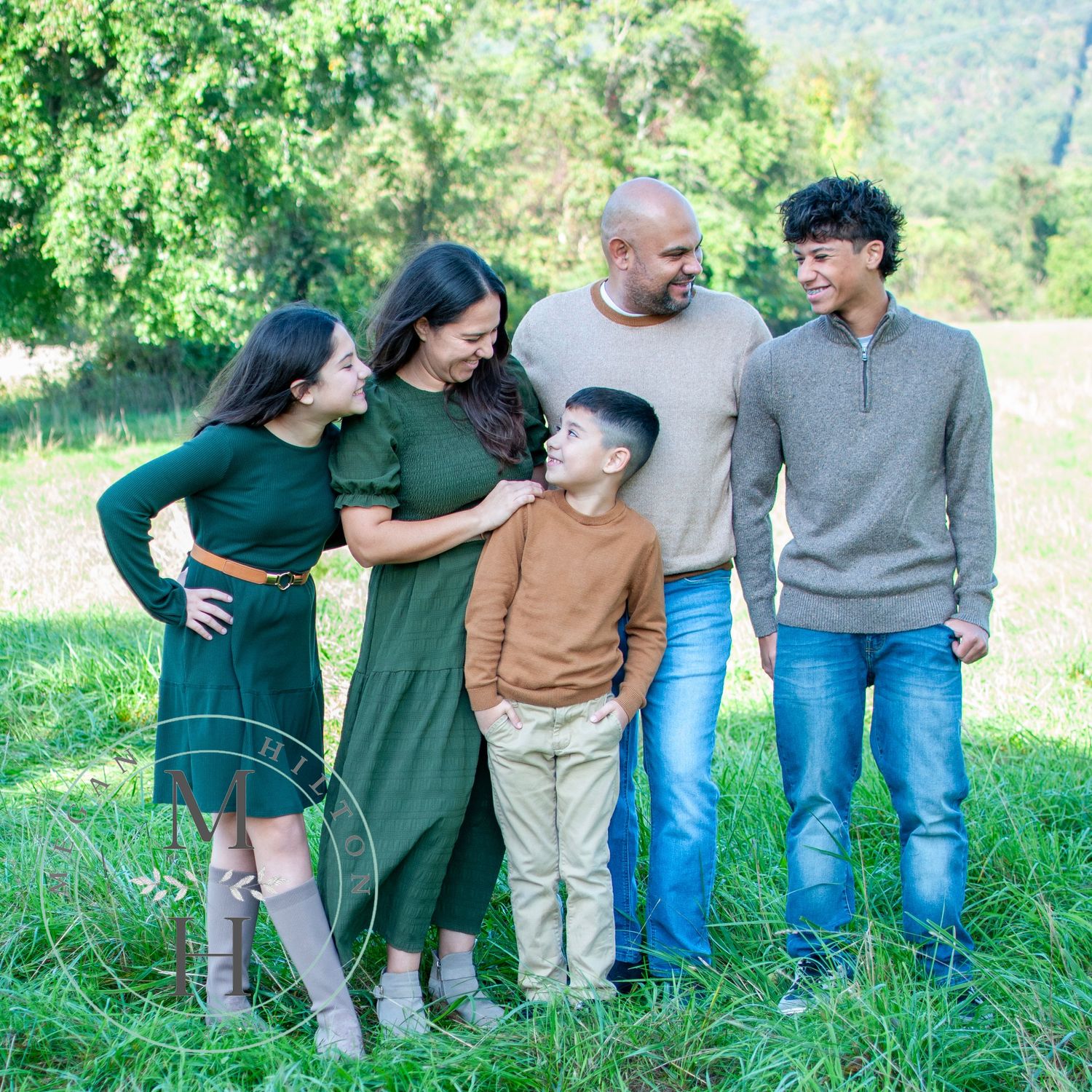 Family of five candid photo