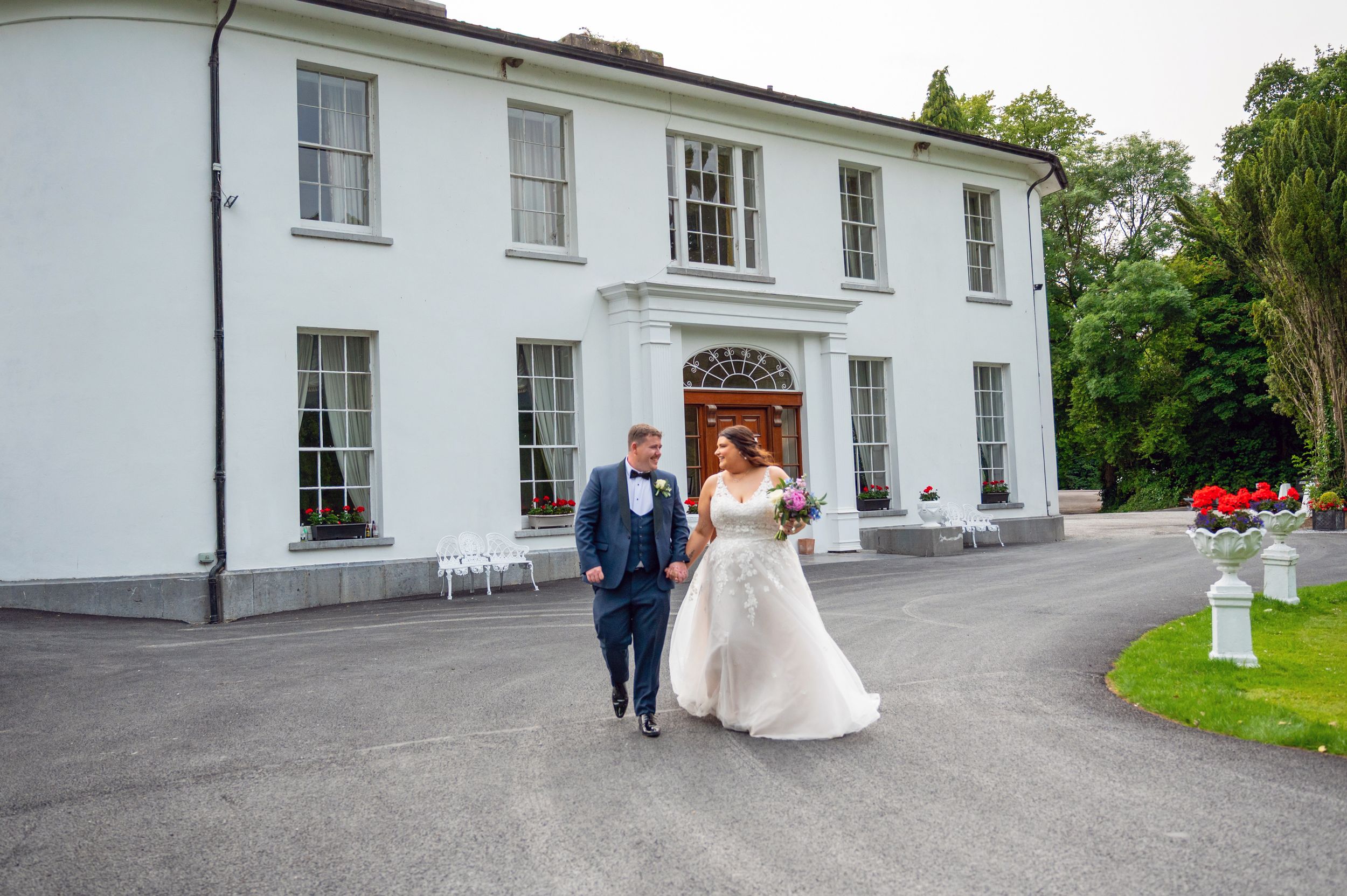 Bride and Groom posing in Springfort Hall, Mallow, County Cork