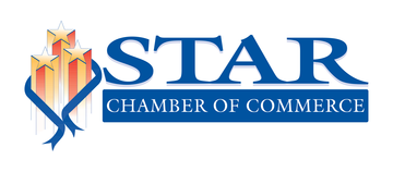 Multiple business logos including Star Chamber of Commerce and other organization emblems arranged horizontally.