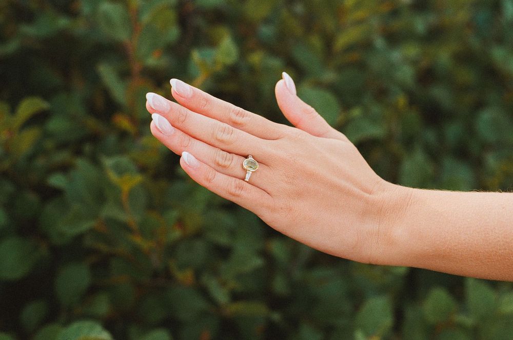Close up of an engagement ring from Bogarts Jewellers by Newfoundland documentary style photographer Kaitlyn Yvette