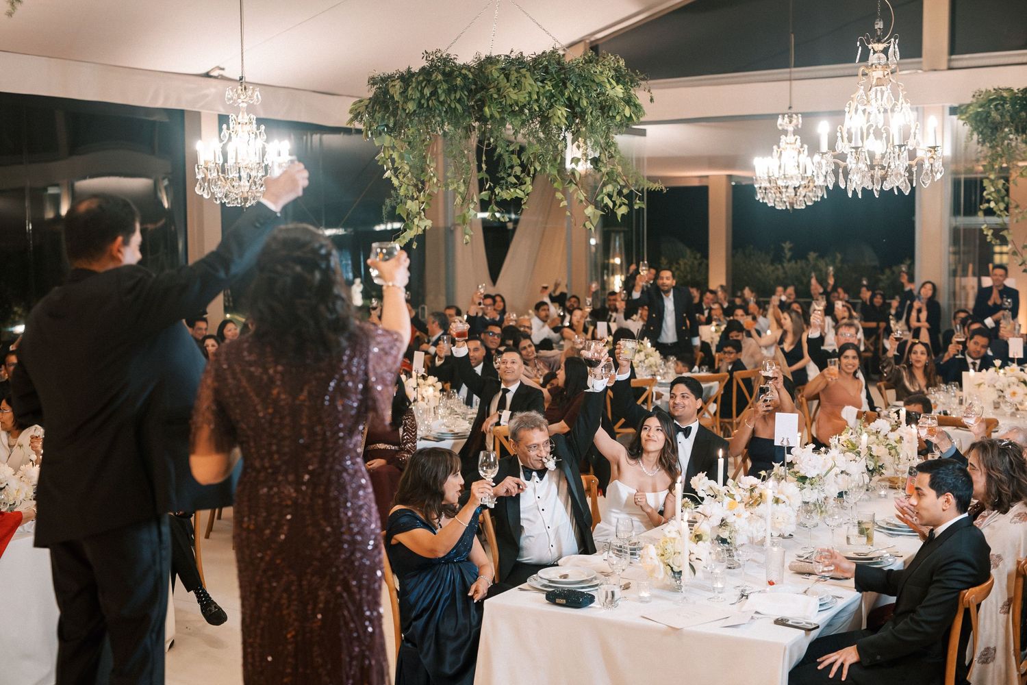 Parents delivering heartfelt speeches at Correio-Mor palace wedding in Portugal