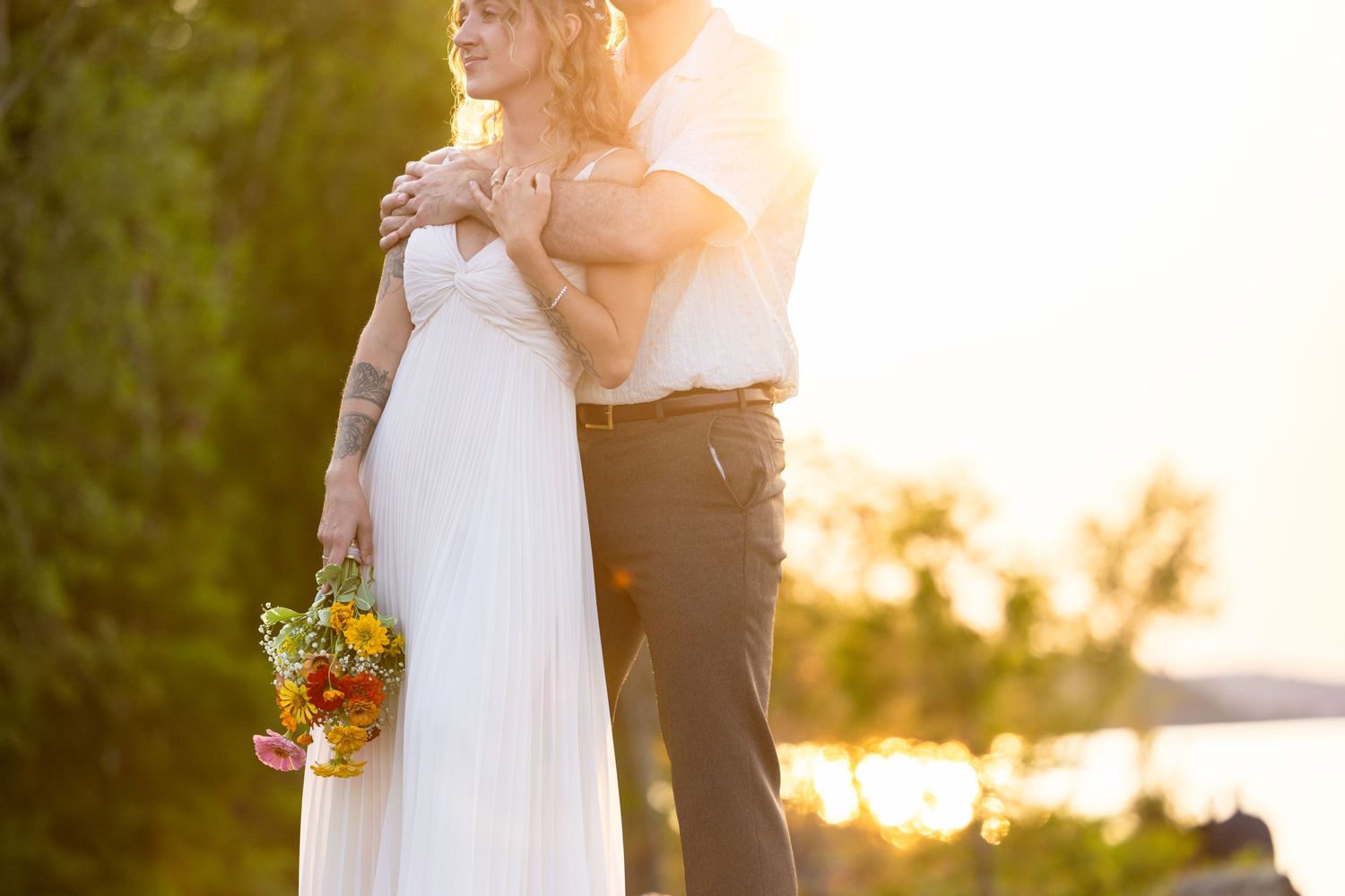 Wedding couple on Blackrocks in Marquette, MI