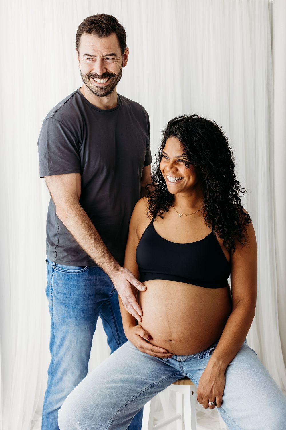 Elegant maternity portrait celebrating pregnancy.