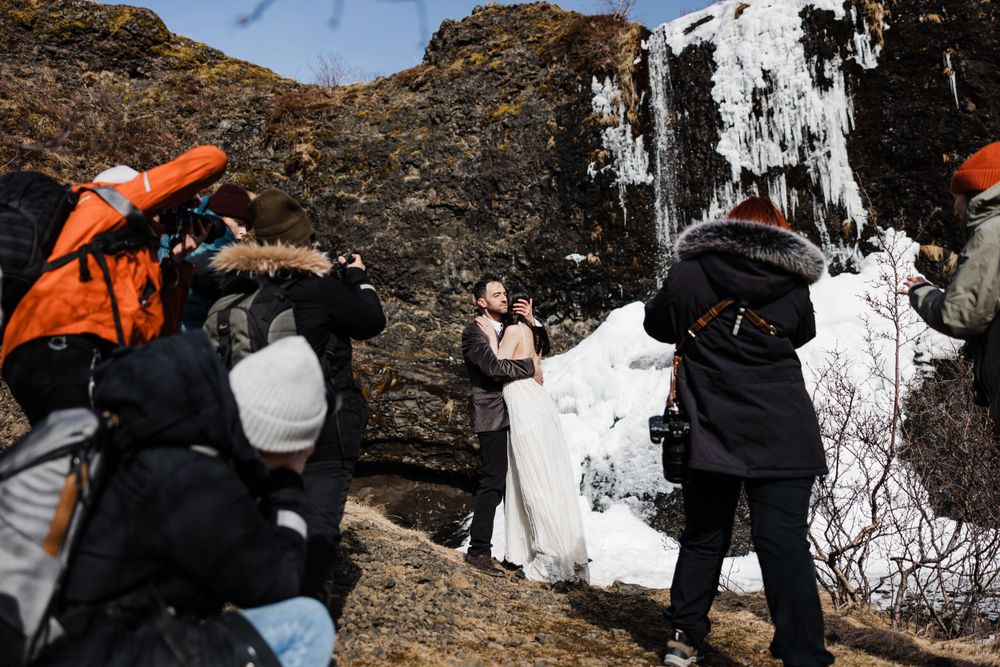 Models posing work photography workshop in Iceland