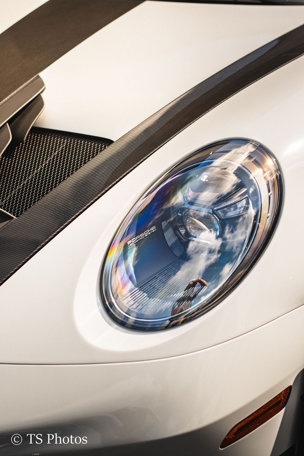 white porsche headlight