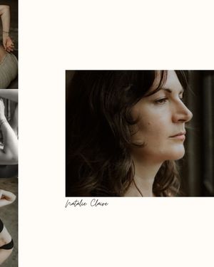 An intimate side profile portrait with dramatic lighting and dark tones.