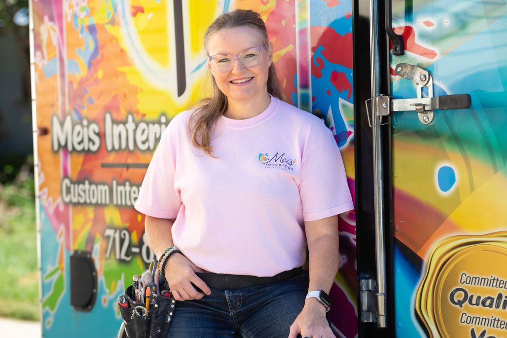 Business branding headshot of a female owner of an interior design and painting company in Sioux City