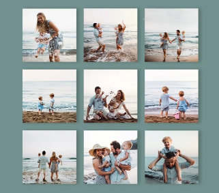 Wedding photography collage with dramatic waterfall backdrop and intimate couple moments.