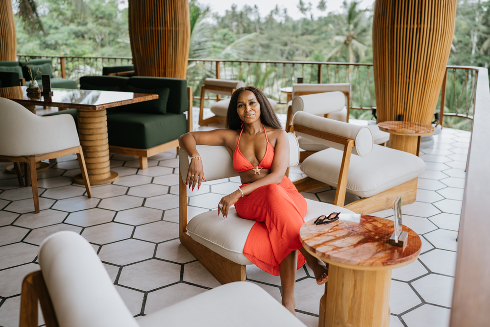 Professional solo traveler photoshoot at Bambootel Bali.