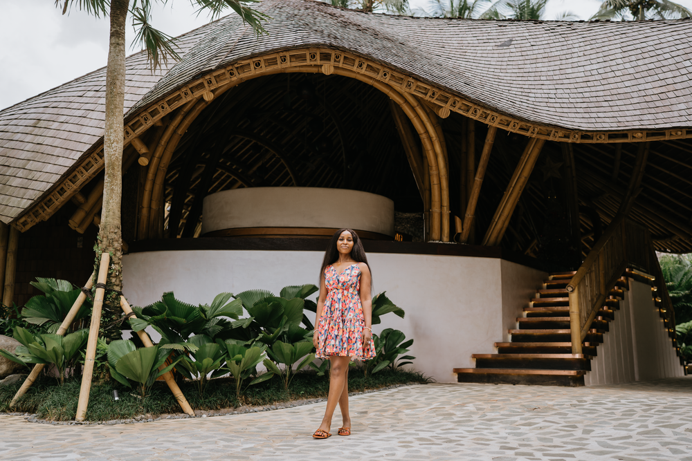 Professional solo traveler photoshoot at Bambootel Bali.