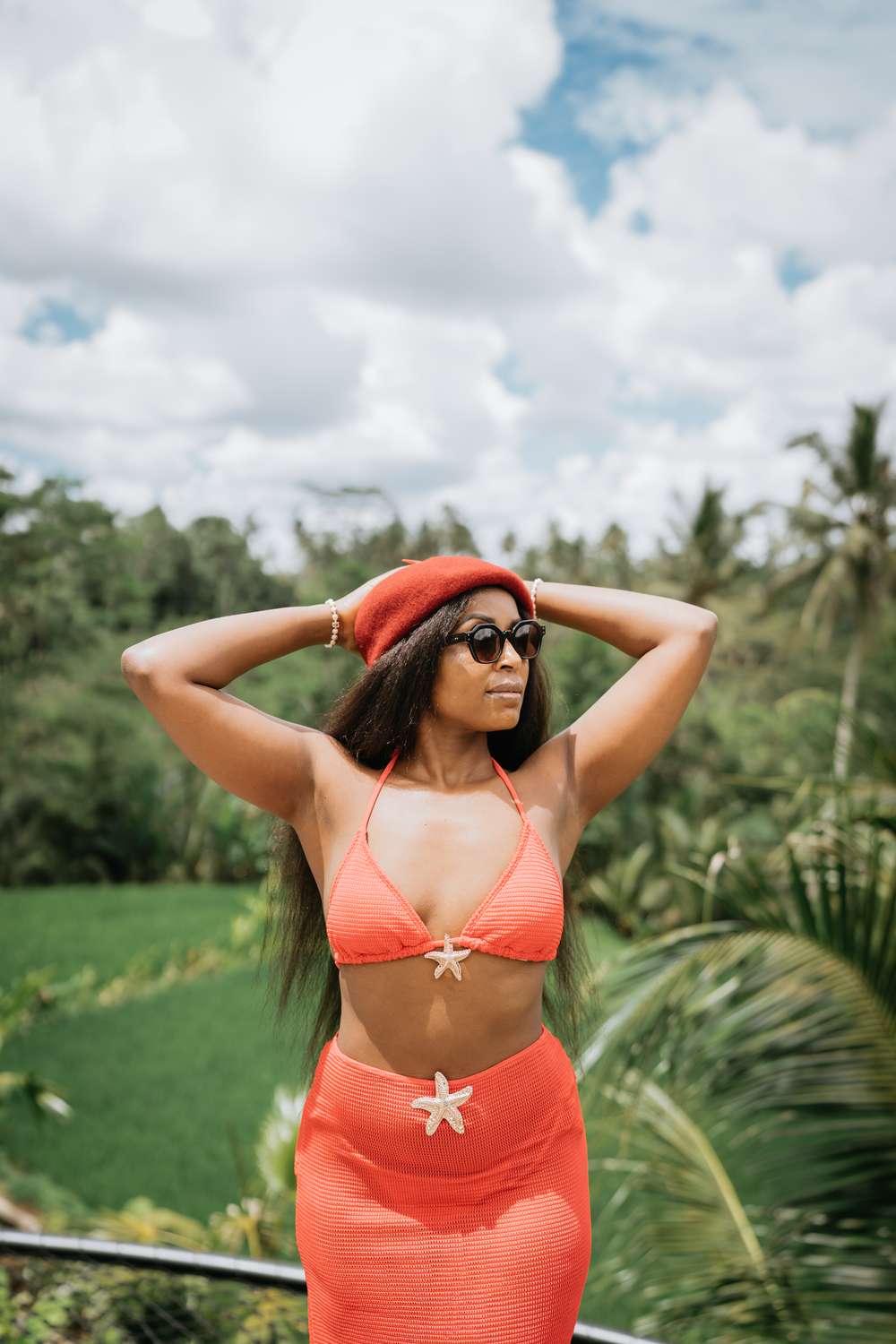 Professional solo traveler photoshoot at Bambootel Bali.
